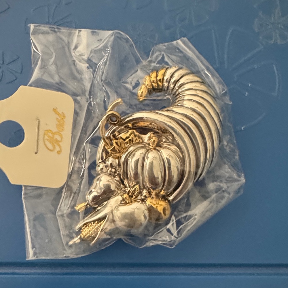 Silver and Gold Cornucopia Brooch